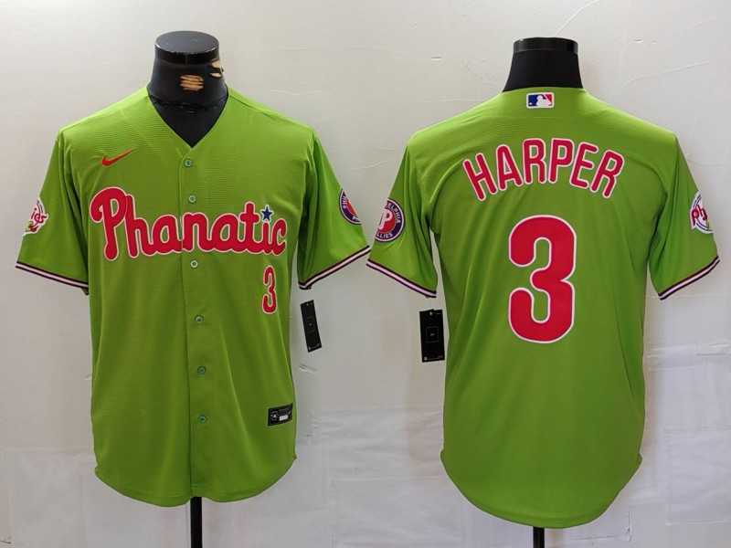 Men%27s Philadelphia Phillies #3 Bryce Harper Green Stitched Cool Base Nike Jersey->oakland athletics->MLB Jersey